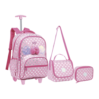 Kit-Mochila-Carrinho---Lancheira---Estojo-Rosa-Kids-Laco-Poa-|-Yepp-Tamanho--UN---Cor--ROSA-0